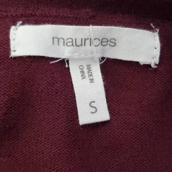 Maurices Women’s Open Front Cardigan Small Burgundy Long Sleeve Pockets Lightwei - Picture 4 of 6